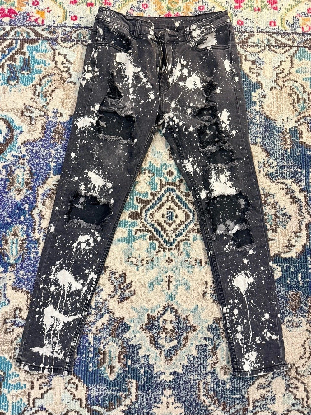 Black & White Distressed Skinny Jeans